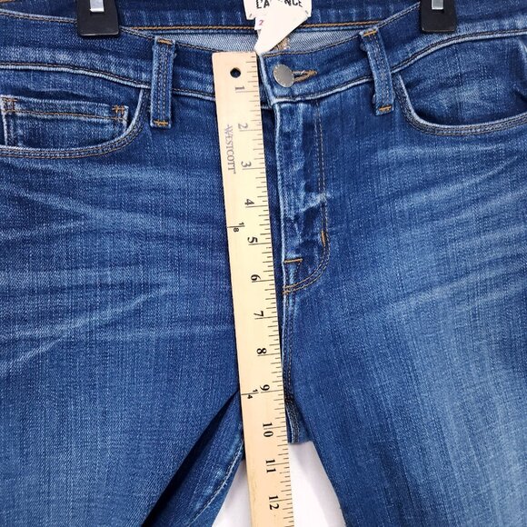 L'Agence Distress Jean Size 26 Womens Cropped Cuff Skinny Leg Mid-Rise USA Msde - Picture 9 of 13
